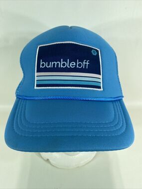 Bumble BFF App Corduroy Logo Mesh Blue Trucker Hat Snapback Cap